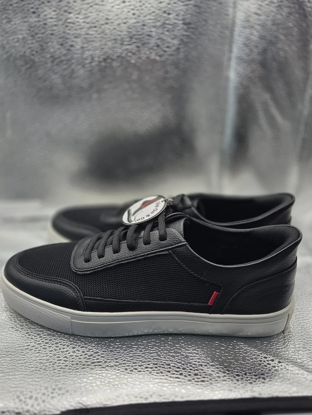 Marc Joseph Black Mesh & Leather Low-Top Sneakers with White Sole